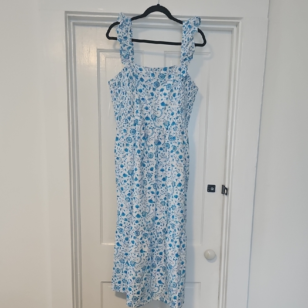 Draper James Blue and White Floral Dress Size XL